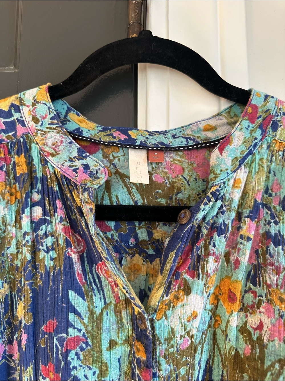 Anthropologie Pilcro Floral Batwing Peasant Blouse 100% Cotton Boho Medium - Picture 5 of 12